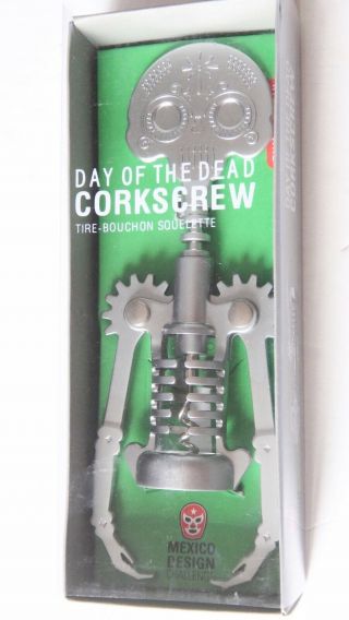 Kikkerland Day Of The Dead Corkscrew Skull Dia De Los Muertos Wine Bottle Opener