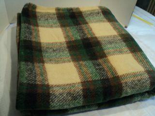 Green Plaid,  Wool - Blend Blanket - Snap - Up,  Wrap - Up Blanket - 65 " X 72 "