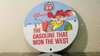 Vintage Phillips 66 Gasoline Porcelain Metal Advertisement Gas Service Pump Sign