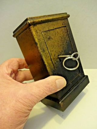 Early Vintage Desk - Top Tin Money Box Safe,  With Locking Key,  C 1930s.
