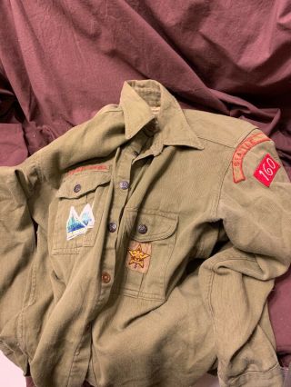 Vintage 1940s Bsa Boy Scouts Uniform Shirt Metal Buttons Seattle 2 Neckerchiefs