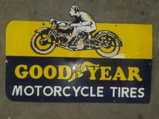 Porcelain Goodyear Motorcycle Tires Enamel Sign Size 36 " X 24 " Inches