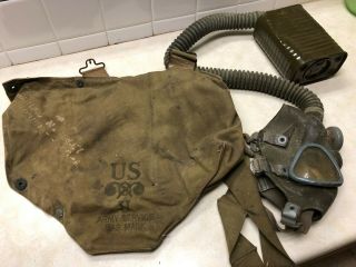 Ww2 Us Military Army Service Gas Mask W/bag