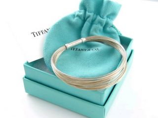 Tiffany & Co Vintage 925 Silver Multi Strand Wire Bracelet Bangle - 2005 Receipt