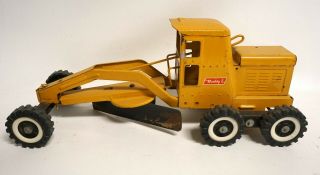 Vintage Buddy L Yellow Construction Road Grader Pressed Steel Toy Truck A145
