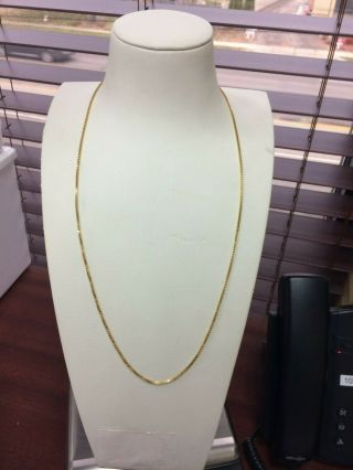 Vintage Italian Box 14k Yellow Gold 28 " 2mm Necklace,  5 Grams Stamped 14k,  Italy