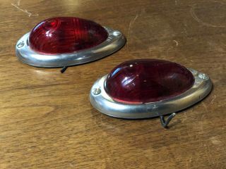 Pair Vintage Kd - 540 Kd540 Travel Trailer Lamp Light Red Camper Spartan