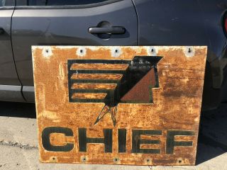 Vintage Large Old Chief Metal Sign W/indian Advertising Barn Find