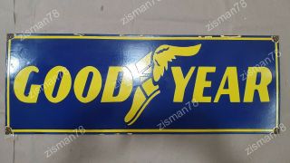 Goodyear Tires Vintage Porcelain Sign 29 1/2 X 11 Inches