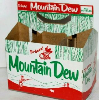 Vintage 1960s Mountain Dew Hillbilly Cardboard Carrier For 10 Oz Bottles