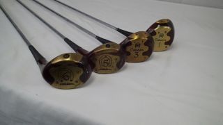 Vintage Persimmon POWERBILT Citation Matching Golf Clubs,  1 - 3 - 5 - 6 woods power 2