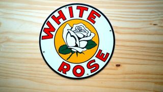 Vintage White Rose Porcelain Sign Gas Motor Oil Pump Plate Service Station Rare