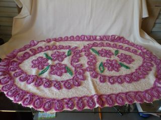 Vintage Purple And White Chenille Rug