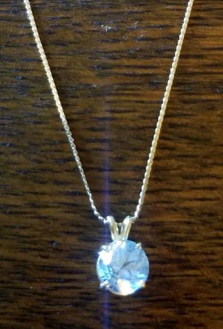 Vintage Solid 14k Gold 5ct Aquamarine Pendant & Chain Necklace 3.  9 Grams