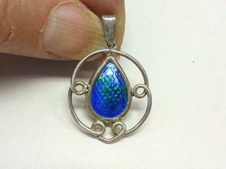 1909 Charles Horner Blue Enamel Sterling Silver Pendant Necklace Arts & Crafts