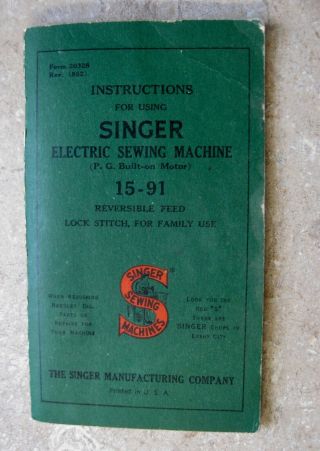 Antique Singer Sewing Machine Instruction Booklet