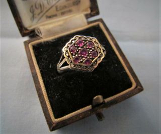 Vintage 9ct Gold Art Deco Style Ruby & Diamond Ladies Ring Size N 2.  78 Grams