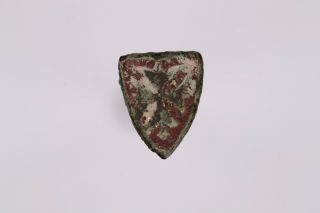 14th Century Medieval Heraldic Horse Harness Stud With Enamel & Cross