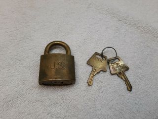 Vintage American Lock Company U S Military Padlock With Key