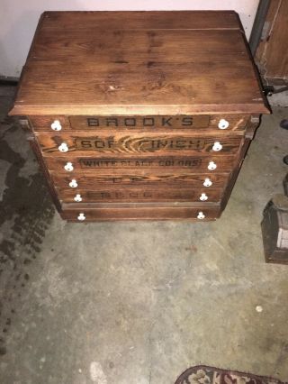 Vintage Brooks Victorian Wooden Six Drawer Spool Cabinet.