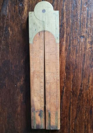 ☆ Vintage/antique Boxwood 24 " Wood Brass Folding Ruler Measure ☆very Old☆