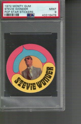 Stevie Wonder 1972 Monty Gum Pop Stickers Psa 9 1/1 No Psa 10
