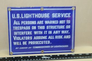 Us Lighthouse Service Warning Porcelain Metal Sign Marine Trespass On Structure