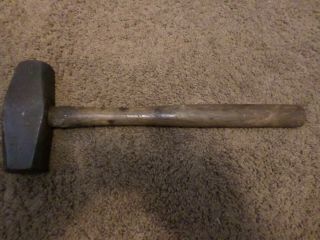 Vintage Iron City 4 Lb Sledge Hammer Tool Hickory Wood Handle Blacksmith Heavy