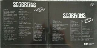 1976 LP SCORPIONS virgin killer RARE GATEFOLD COVER / French LP RCA PPL 1 - 4225. 3