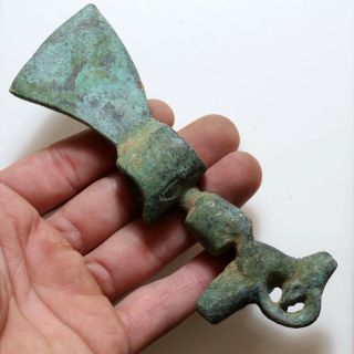 Museum Quality Near East Bronze Ax With Deer On The Top Circa 1500 - 700 Bc