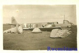 Org.  Photo: Shot Down Luftwaffe Ju - 88 Bomber (l1,  Fr) Wreck; North Africa