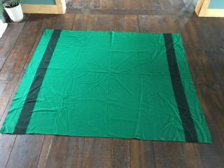 Vtg Ll Bean Signature Wool Blanket Large Green Bedding 69.  5” X 83” Home Cabin