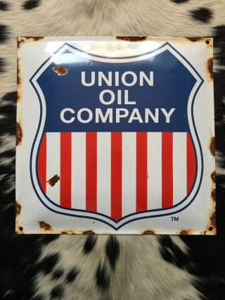 Vintage Porcelain Union Oil Company Pump Plate Sign Gas Oil Signs Advertising