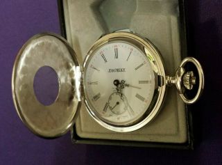 Vintage Jean Pierre Silver Tone Half Hunter Pocket Watch,  Box 3