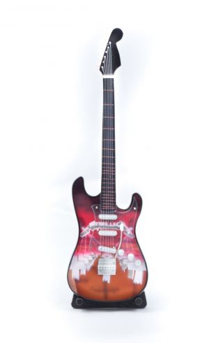 Miniature Guitar Metallica Guitar On Stand.  Includes Case