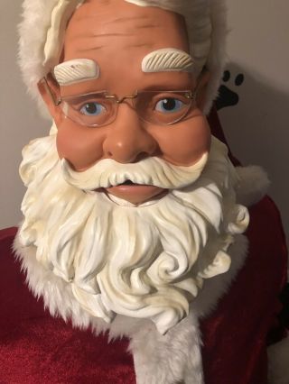 Santa Claus Gemmy 5ft Life Size Singing Microphone Vintage Christmas Animated