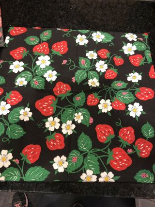 Set Of 6 Vintage Strawberry Cloth Napkins Multicolor Red Green White On Blk 3