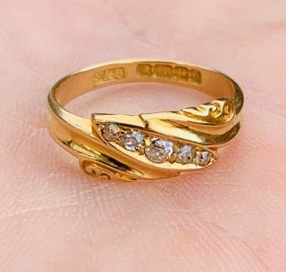 A Ladies Quality Antique 18ct Gold Diamond Ring,  Birm 1904.