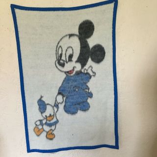 Vintage 80s Biederlack Disney Baby Mickey Mouse Crib Toddler Blanket 27 X 38