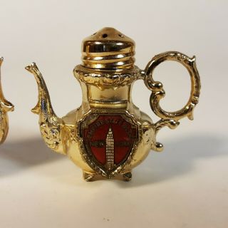 Vintage Metal Salt and Pepper Shakers York City NYC Souvenirs Empire Liberty 3