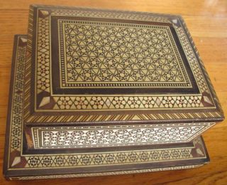 Antique Islamic Wood Inlayed Cigarette Box Middle East Arabic