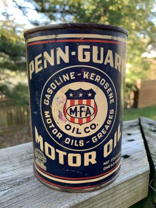 Rare Vintage Penn - Guard Motor Oil Mfa Oil Co,  Metal Can Gas Station Oil Sign