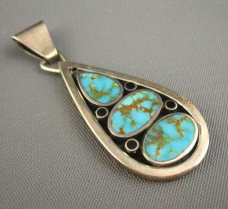 Vintage Navajo Marie Tsosie Sterling Number 8 Turquoise Pendant