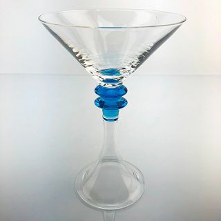 Crystal Martini Glass Cocktail Blue Ring Stem 6 Oz