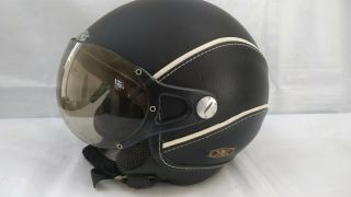 Vintage Retro Style Nexx X60 Black Leather Motorbike Scooter Open Face Helmet