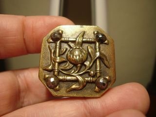 Antique Brass Cut Steel Rivet Sunflower Design Paris Bkmk Button