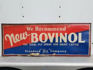 Rare 1934 Standard Oil Bovinal Fly Spray Dairy Cattle Sign Farm Gas Cow