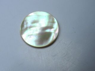 4 ANTIQUE HIGHLY IRIDESCENT MOTHER OF PEARL LARGE BRASS SHANK BUTTONS 3