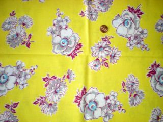 Floral On Yellow Full Vtg Feedsack Quilt Sewing Dollclohtes Craft Cotton Fabric