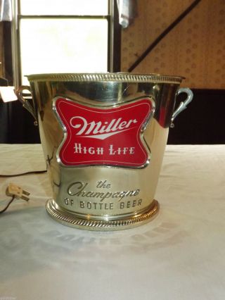 Vintage 1960s Miller High Life Champagne Of Bottled Beer Bucket Wall Light